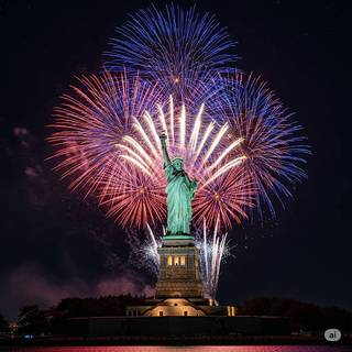 Statue of Liberty with Fireworks