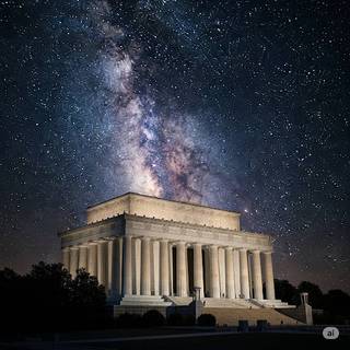 Lincoln Memorial underneath the Milky Way