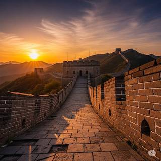 Great Wall of China at Sunset