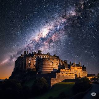 Edinburgh Castle underneath the Milky Way