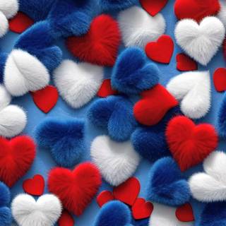 Red White and Blue Fuzzy Hearts