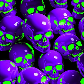 Neon Purple and Green Skulls