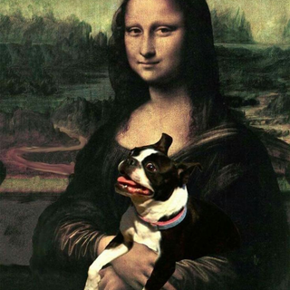 Mona Lisa with her Boston Terrier