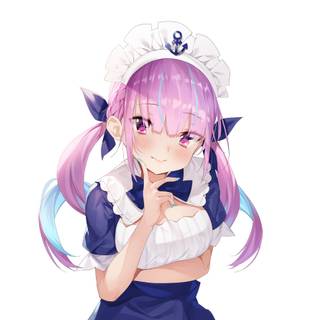 mokew hololive minato aqua breast hold cleavage maid