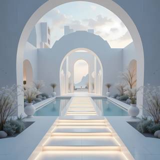 Futuristic Serenity by the Pool.