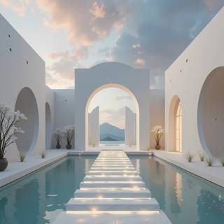 Futuristic Serenity by the Pool.