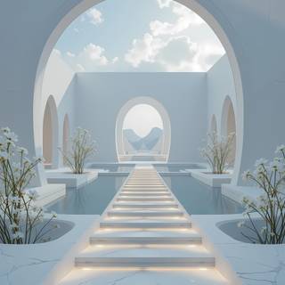 Futuristic Serenity by the Pool.