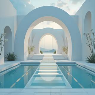 Futuristic Serenity by the Pool.