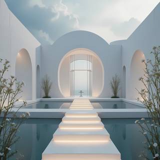 Futuristic Serenity by the Pool.