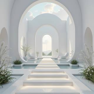 Futuristic Serenity by the Pool.