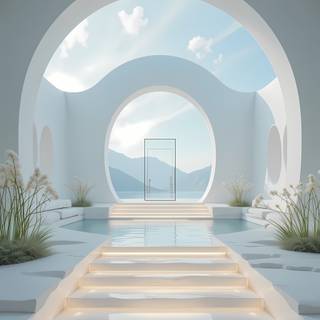 Futuristic Serenity by the Pool.