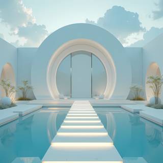 Futuristic Serenity by the Pool.