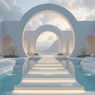 Futuristic Serenity by the Pool.