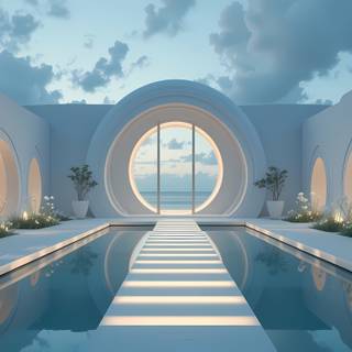 Futuristic Serenity by the Pool.