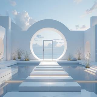 Futuristic Serenity by the Pool.