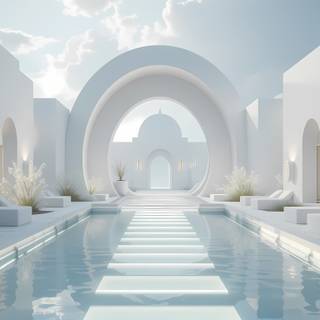 Futuristic Serenity by the Pool.