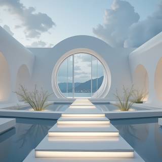 Futuristic Serenity by the Pool.