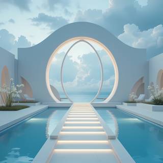 Futuristic Serenity by the Pool.