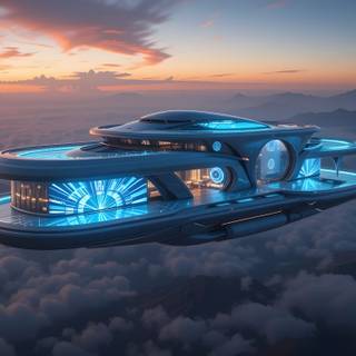 Floating mansion suspended high above 