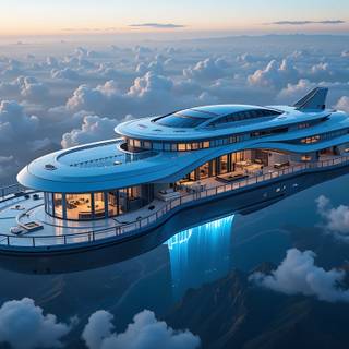 Floating mansion suspended high above 