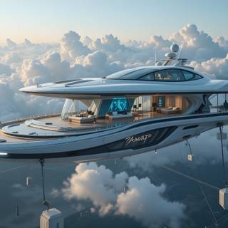 Floating mansion suspended high above 