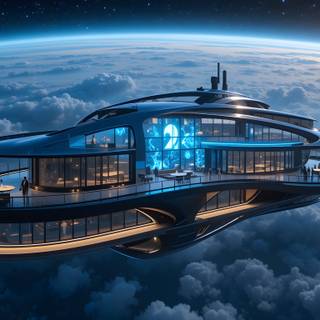 Floating mansion suspended high above 