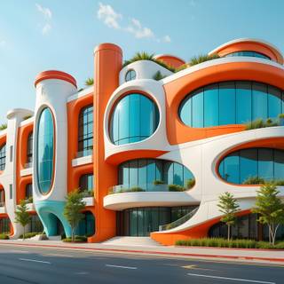 Futuristic and Vibrant Building.