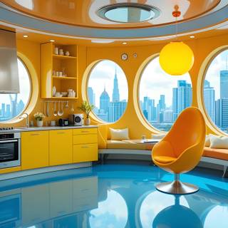 Retro Futurism Interior Design.