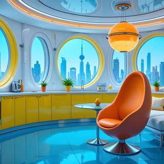 Retro Futurism Interior Design.