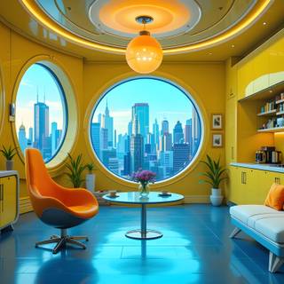 Retro Futurism Interior Design.