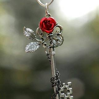 Red Rose Key Necklace