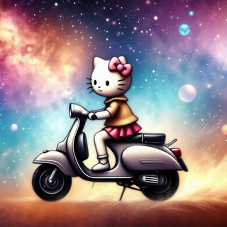 Hello Kitty Riding A Scooter