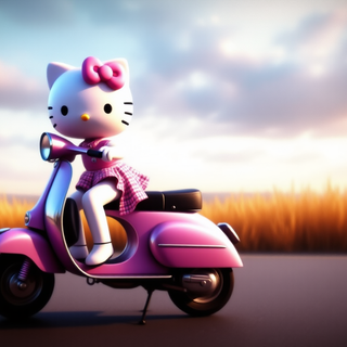 Hello Kitty Riding A Scooter