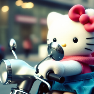 Hello Kitty Riding A Scooter