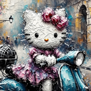Hello Kitty Riding A Scooter