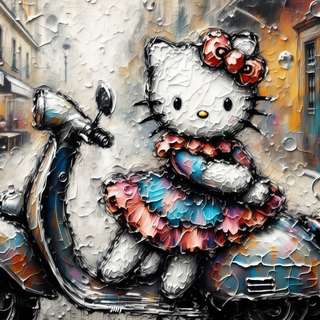 Hello Kitty Riding A Scooter