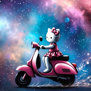 Hello Kitty Riding A Scooter