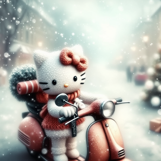 Hello Kitty Riding A Scooter
