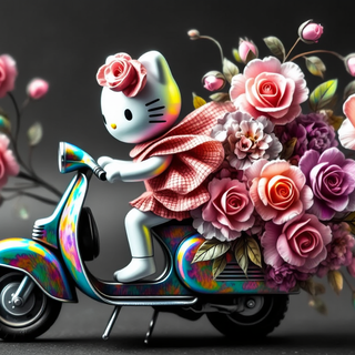 Hello Kitty Riding A Scooter