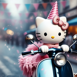 Hello Kitty Riding A Scooter