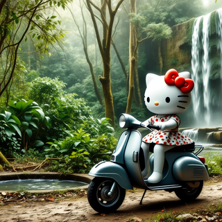 Hello Kitty Riding A Scooter