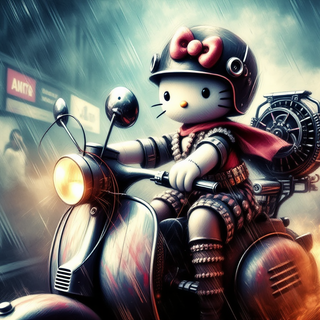 Hello Kitty Riding A Scooter