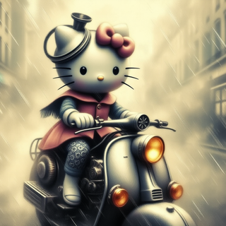Hello Kitty Riding A Scooter