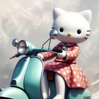 Hello Kitty Riding A Scooter