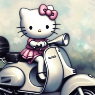 Hello Kitty Riding A Scooter