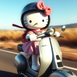 Hello Kitty Riding A Scooter