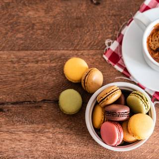 macaroons near coffee