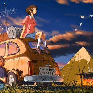 Man in Red Shirt Standing Beside Brown Car