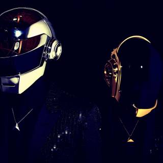 daft punk electronic music duo black background