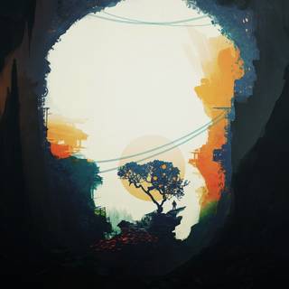 Pictură de toamnă în peșteră întunecată